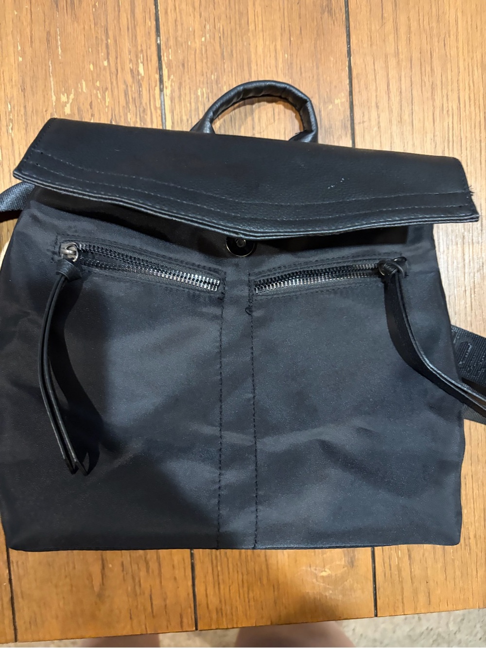 Botkier Black Nylon Backpack with Fold-Over Flap